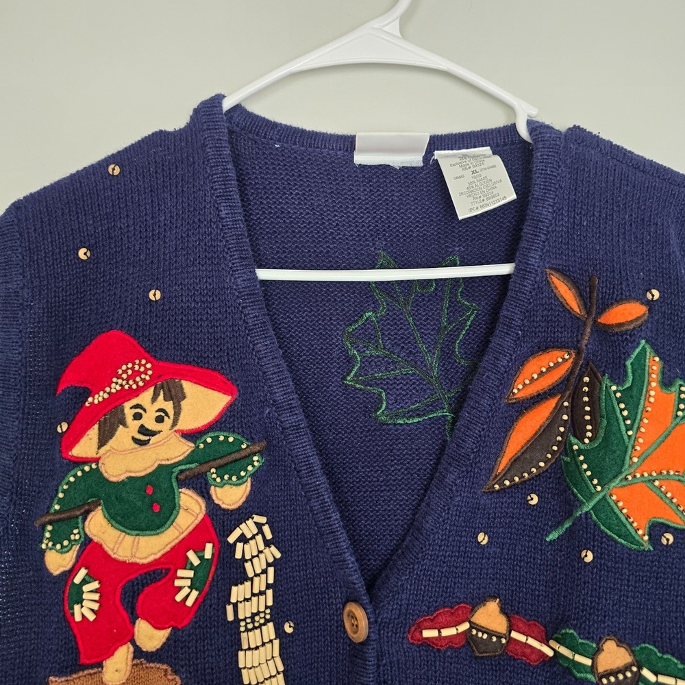 Bobby Brooks Womens Harvest Applique Sweater Vest‎ XL Cottagecore Fall - Picture 8 of 14